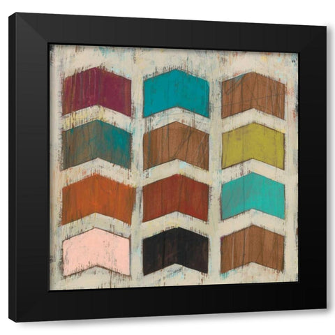 Chevron Matrix IV Black Modern Wood Framed Art Print by Vess, June Erica