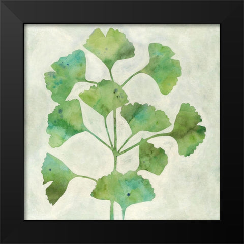 Ginkgo Green I Black Modern Wood Framed Art Print by Meagher, Megan