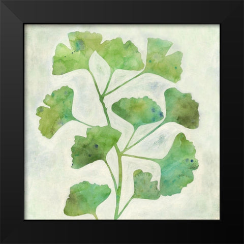 Ginkgo Green II Black Modern Wood Framed Art Print by Meagher, Megan
