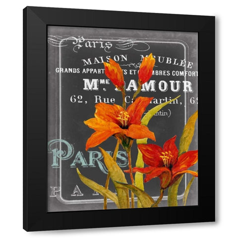 Chalkboard Paris I Black Modern Wood Framed Art Print with Double Matting by Studio W