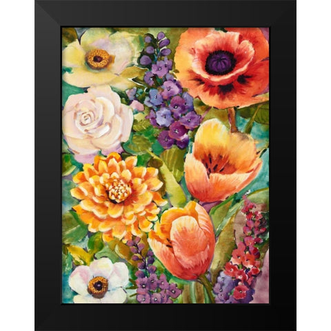 Flower Bouquet II Black Modern Wood Framed Art Print by OToole, Tim