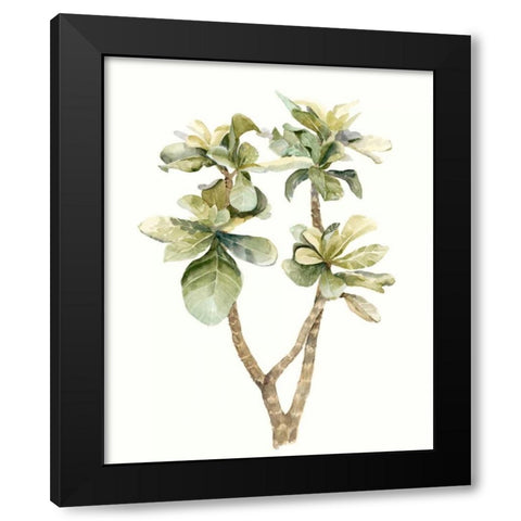 Tropical Watercolor Leaves III Black Modern Wood Framed Art Print by Meagher, Megan