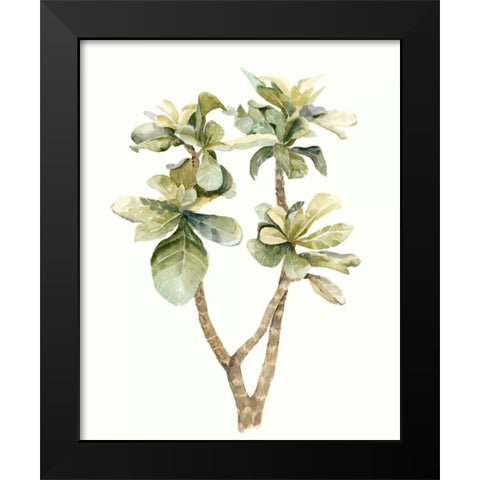Tropical Watercolor Leaves III Black Modern Wood Framed Art Print by Meagher, Megan