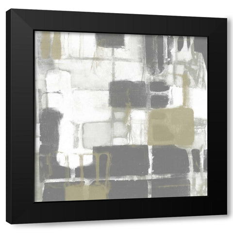 Neutral Quadrants II Black Modern Wood Framed Art Print by Goldberger, Jennifer