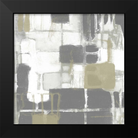 Neutral Quadrants II Black Modern Wood Framed Art Print by Goldberger, Jennifer