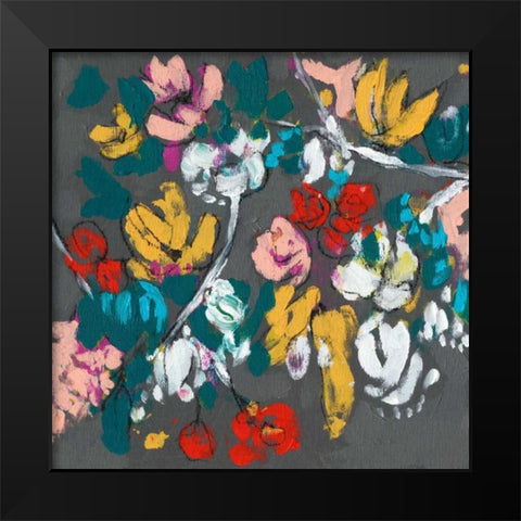 Flower Cascade I Black Modern Wood Framed Art Print by Goldberger, Jennifer
