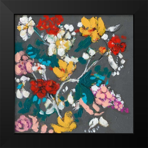 Flower Cascade II Black Modern Wood Framed Art Print by Goldberger, Jennifer