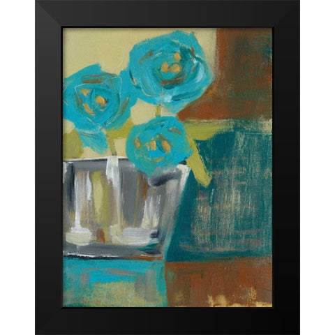Blue Bud Vase I Black Modern Wood Framed Art Print by Goldberger, Jennifer
