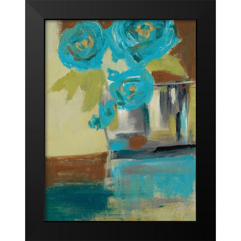 Blue Bud Vase II Black Modern Wood Framed Art Print by Goldberger, Jennifer