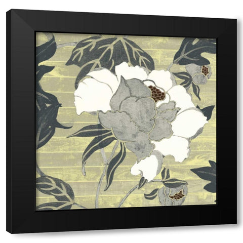 Woodgrain Peony I Black Modern Wood Framed Art Print by Studio W
