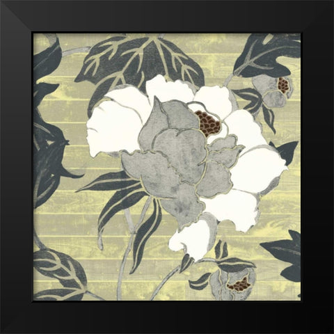 Woodgrain Peony I Black Modern Wood Framed Art Print by Studio W