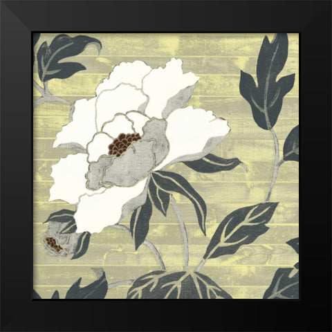 Woodgrain Peony II Black Modern Wood Framed Art Print by Studio W