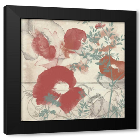 Floral Flutter I Black Modern Wood Framed Art Print with Double Matting by Goldberger, Jennifer