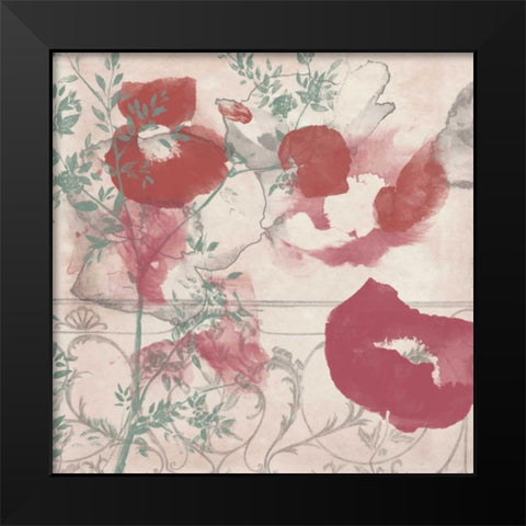 Floral Flutter II Black Modern Wood Framed Art Print by Goldberger, Jennifer