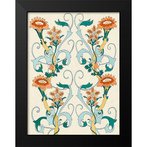 Nouveau Floral Pattern II Black Modern Wood Framed Art Print by McCavitt, Naomi