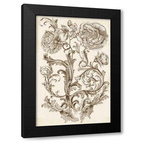 Flora and Filigree I Black Modern Wood Framed Art Print by McCavitt, Naomi