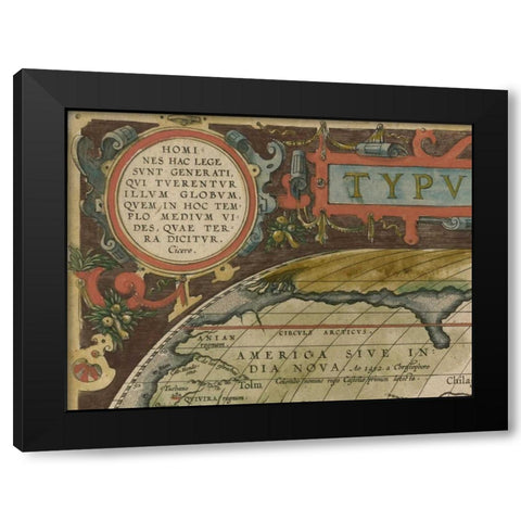 Antique World Map Grid I Black Modern Wood Framed Art Print with Double Matting by Vision Studio
