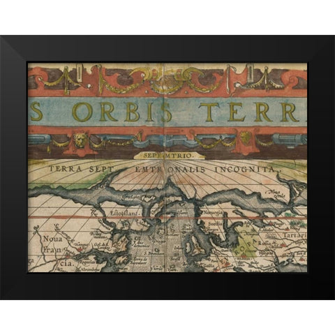 Antique World Map Grid II Black Modern Wood Framed Art Print by Vision Studio