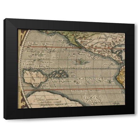 Antique World Map Grid IV Black Modern Wood Framed Art Print with Double Matting by Vision Studio