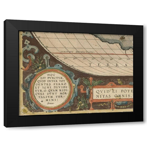 Antique World Map Grid VII Black Modern Wood Framed Art Print by Vision Studio