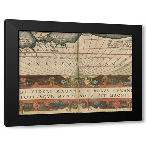 Antique World Map Grid VIII Black Modern Wood Framed Art Print by Vision Studio