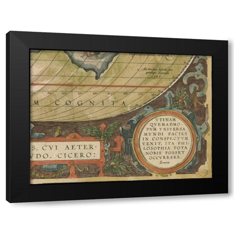 Antique World Map Grid IX Black Modern Wood Framed Art Print with Double Matting by Vision Studio