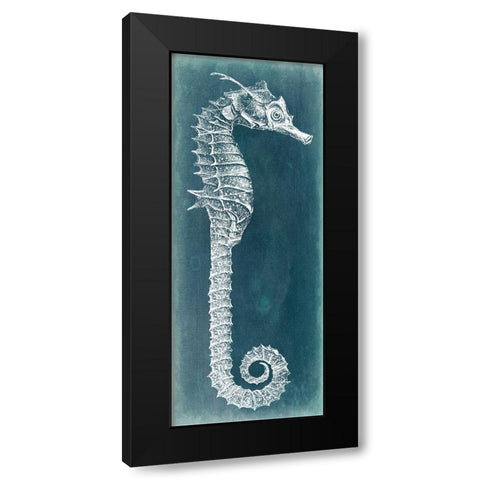 Azure Seahorse II Black Modern Wood Framed Art Print by Vision Studio