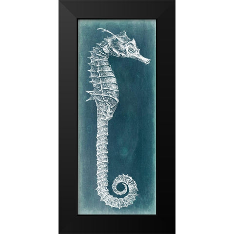 Azure Seahorse II Black Modern Wood Framed Art Print by Vision Studio