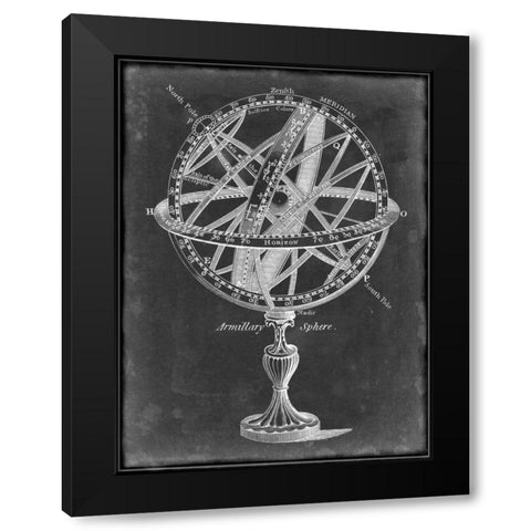 Armillary Sphere on Charcoal I Black Modern Wood Framed Art Print with Double Matting by Studio