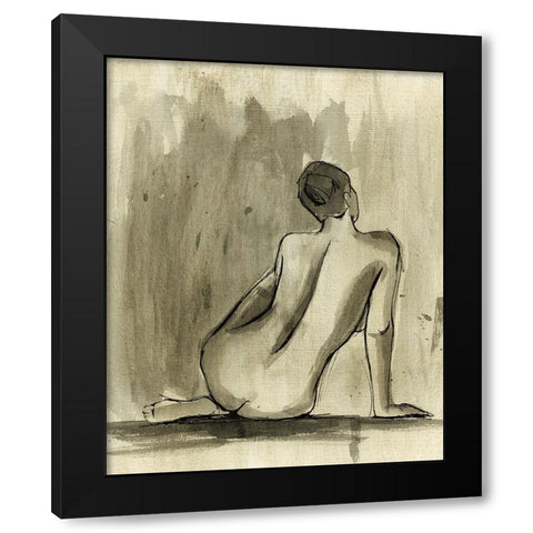 Sumi-e Figure II Black Modern Wood Framed Art Print with Double Matting by Harper, Ethan