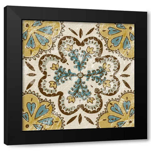 Batik Square II Black Modern Wood Framed Art Print by Zarris, Chariklia