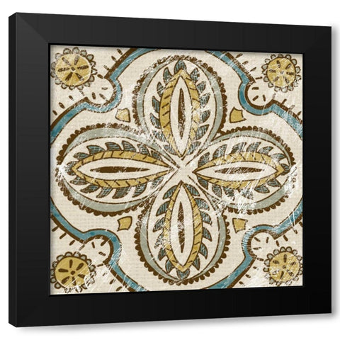 Batik Square III Black Modern Wood Framed Art Print with Double Matting by Zarris, Chariklia