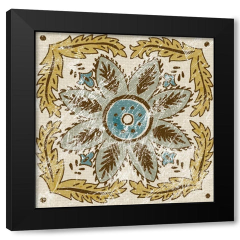 Batik Square IV Black Modern Wood Framed Art Print with Double Matting by Zarris, Chariklia