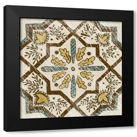 Batik Square V Black Modern Wood Framed Art Print with Double Matting by Zarris, Chariklia