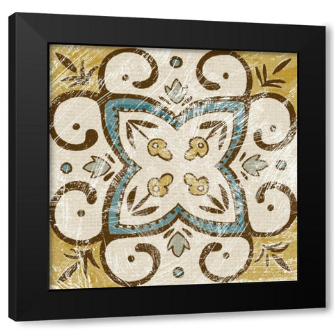 Batik Square VI Black Modern Wood Framed Art Print with Double Matting by Zarris, Chariklia