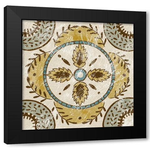 Batik Square VII Black Modern Wood Framed Art Print by Zarris, Chariklia