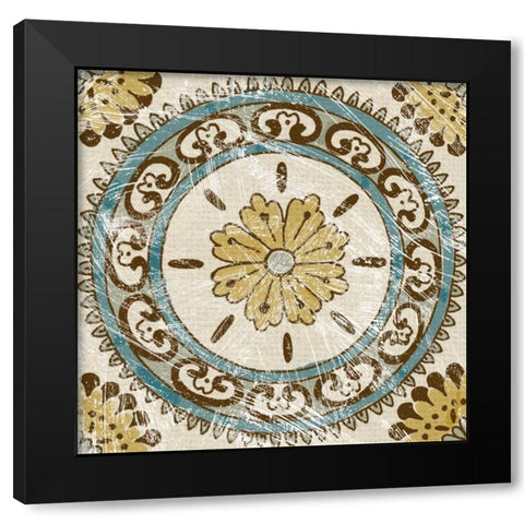 Batik Square VIII Black Modern Wood Framed Art Print by Zarris, Chariklia