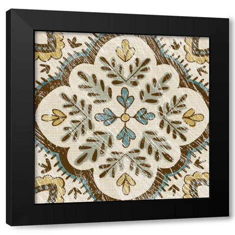 Batik Square IX Black Modern Wood Framed Art Print by Zarris, Chariklia