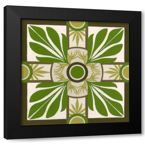 Non-Embellished Palm Motif I Black Modern Wood Framed Art Print with Double Matting by Vess, June Erica