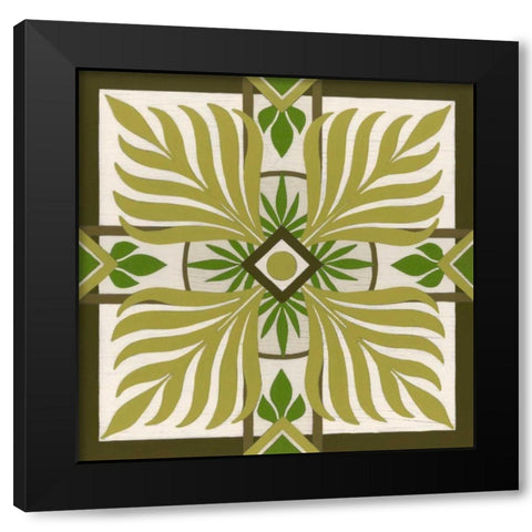 Non-Embellished Palm Motif II Black Modern Wood Framed Art Print with Double Matting by Vess, June Erica