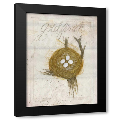 Nest - Goldfinch Black Modern Wood Framed Art Print by Della-Piana, Elissa