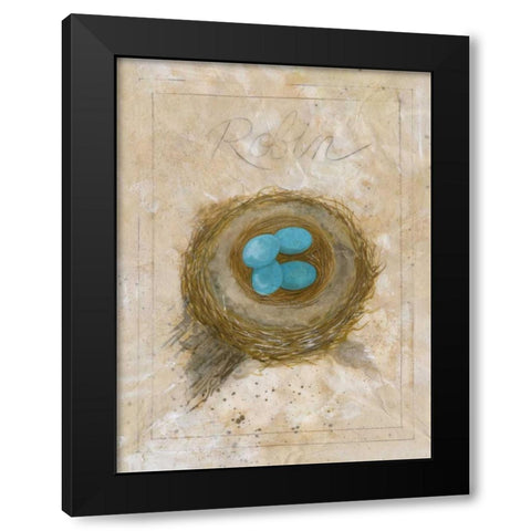 Nest - Robin Black Modern Wood Framed Art Print with Double Matting by Della-Piana, Elissa