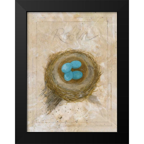 Nest - Robin Black Modern Wood Framed Art Print by Della-Piana, Elissa