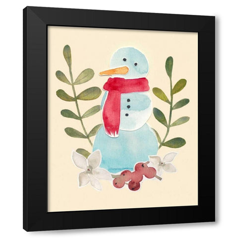 Snowman Cut-out I Black Modern Wood Framed Art Print by Popp, Grace
