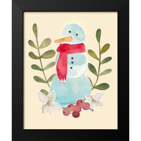 Snowman Cut-out I Black Modern Wood Framed Art Print by Popp, Grace