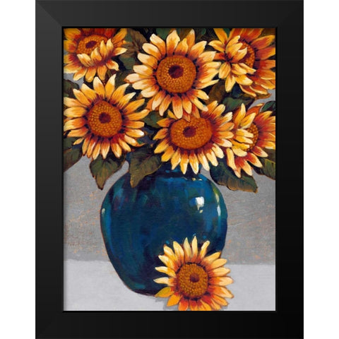 Vase of Sunflowers I Black Modern Wood Framed Art Print by OToole, Tim