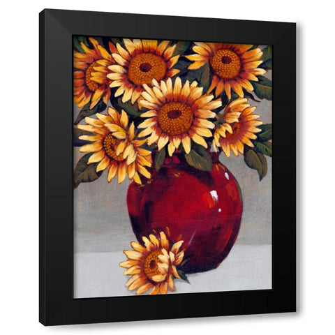 Vase of Sunflowers II Black Modern Wood Framed Art Print by OToole, Tim