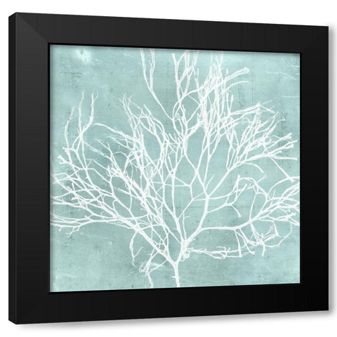 Seaweed on Aqua II Black Modern Wood Framed Art Print with Double Matting by Vision Studio