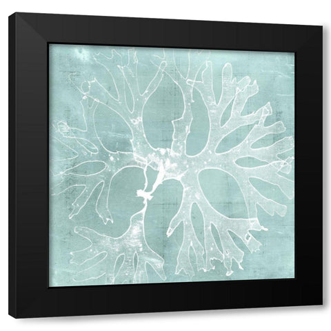 Seaweed on Aqua III Black Modern Wood Framed Art Print with Double Matting by Vision Studio