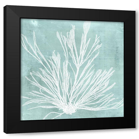 Seaweed on Aqua IX Black Modern Wood Framed Art Print with Double Matting by Vision Studio